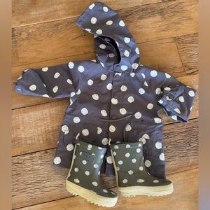 Rylee Cru matching rain coat and rain boots, rain coat 18-24 month, boots size 5